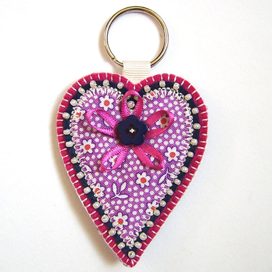 Valentines Heart Key Ring ... Bag Charm