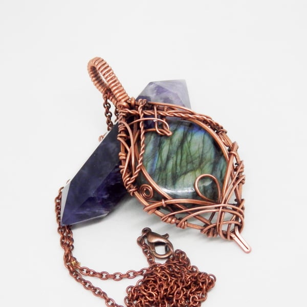 Stunning Elven Style Copper Necklace With Labradorite