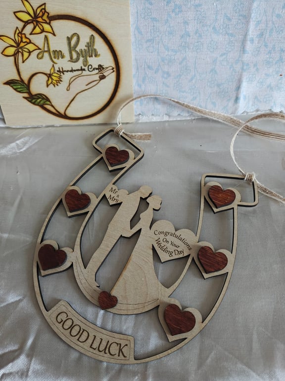 Bespoke wooden horseshoes for brides
