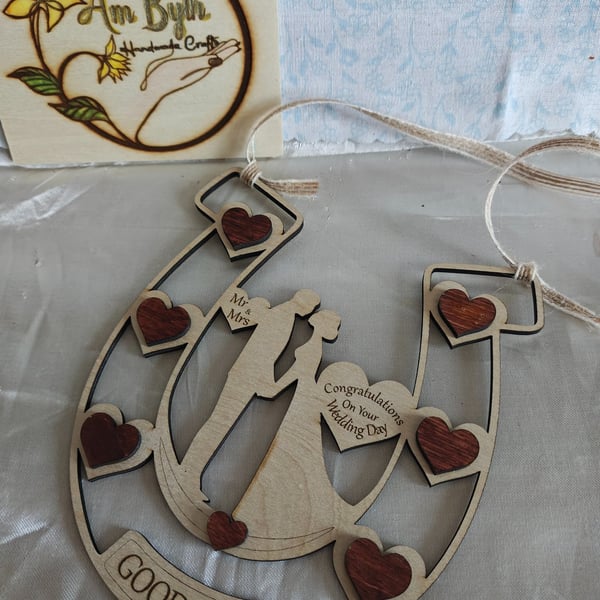 Bespoke wooden horseshoes for brides