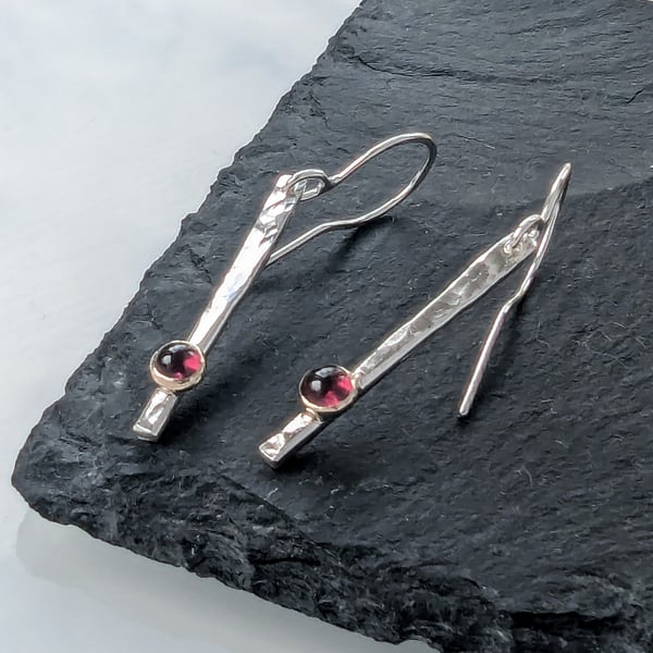 GOLD & SILVER GARNET Handmade Sterling Silver and Gold  with garnet 