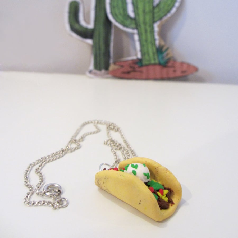 Mexican Taco necklace Quirky, fun, unique, handmade novel, retro