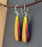Rich Colours Lozenge Pendant Handmade Designer Earrings - Golden Sunsets ! - Image 4