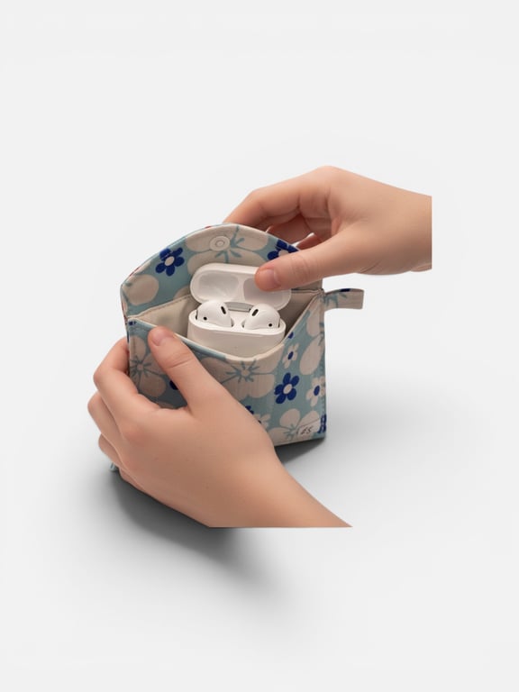 AirPod Case in Bold, Bright Blue Floral