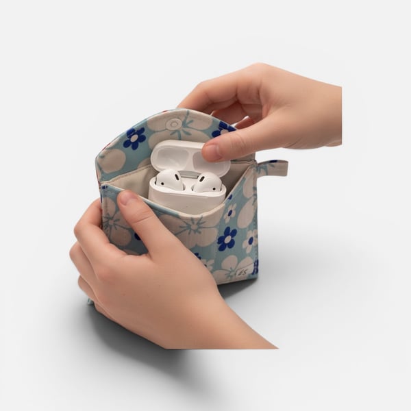 AirPod Case in Bold, Bright Blue Floral
