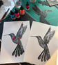 Linocut Hummingbird Print – A4 Khadi Cotton Rag Paper (Hand Colored Option)