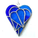 AwTriple Heart Valentine Stained Glass Suncatcher 016 Aqua-Blue