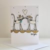'Love You From Two Little Cats' - Handmade C6 Blank Card