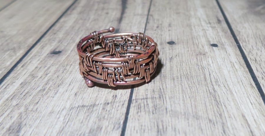 Copper wire woven ring size K and half