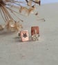 Copper Spider Stud Earrings - Hand Stamped Halloween Earrings - Image 3