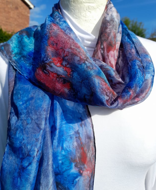 Funky Pure Silk Hand Dyed Scarf 'Lagoon'