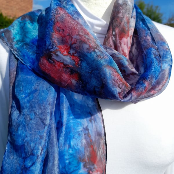 Funky Pure Silk Hand Dyed Scarf 'Lagoon'
