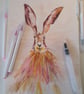 Mounted A4 signed Art Print - Hare  - Image 5