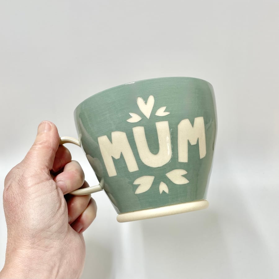 Handmade Tea Coffee Mum Mug Birthday Mothers Day Pottery Gift Turquoise