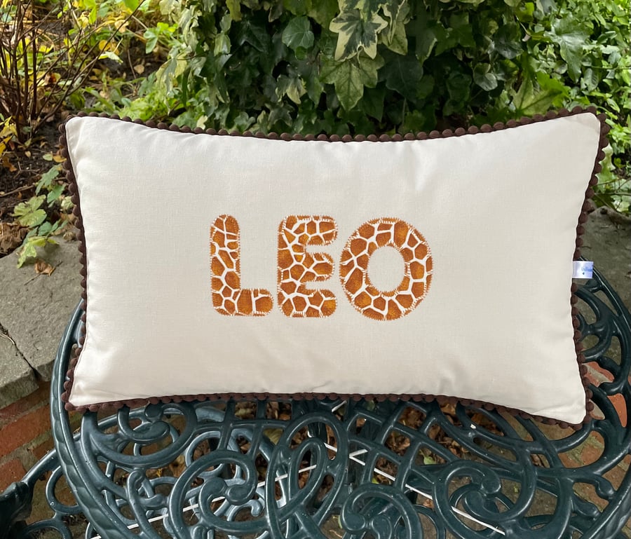 Personalised Cushion Natural Linen Blend Pillow Bedroom Nursery