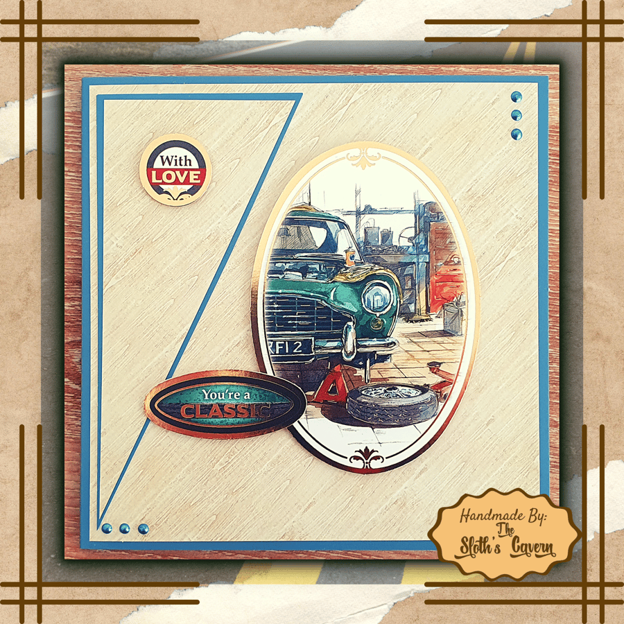 Birthday Card, With Love  "You're A Classic", with a car, Happy Birthday inside