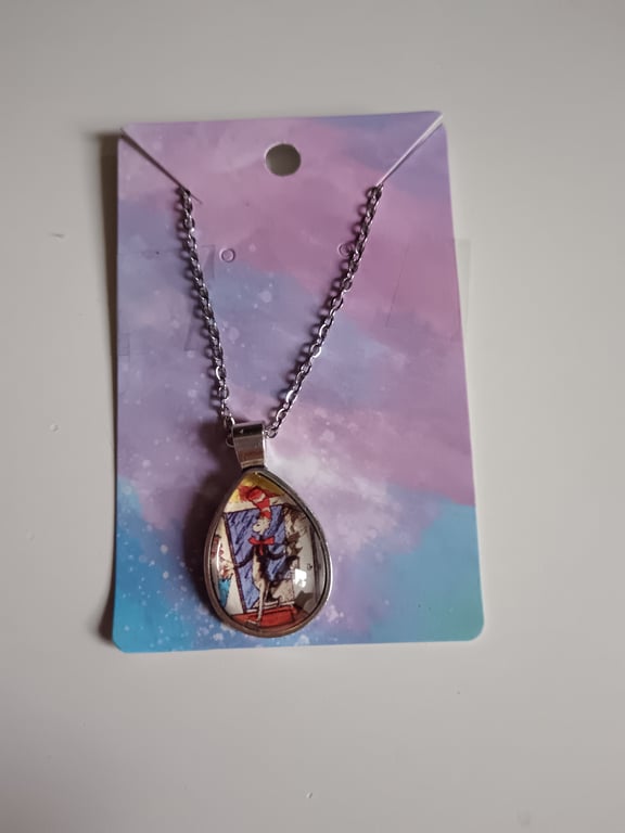 Cat in the hat graffiti photography teardrop pendant necklace