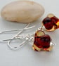  Amber Lampwork Glass Bead Earrings - Sterling Silver - Image 3