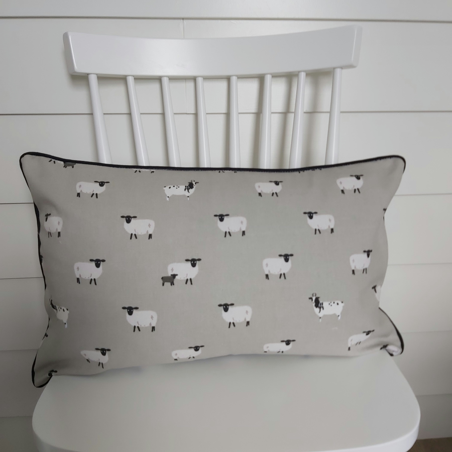 Sophie Allport Sheep Cushion Cover with Black Piping