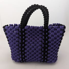 Macrame handbag (purple and black)