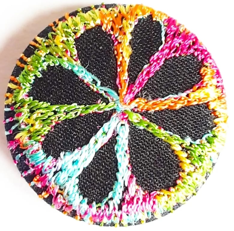 Buttons 1 inch button Hand Dyed Silks and Cottons Free Machine Embroidery Button