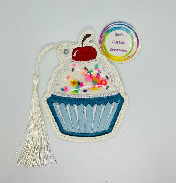 cupcake shaker, Embroidered Bookmark,  