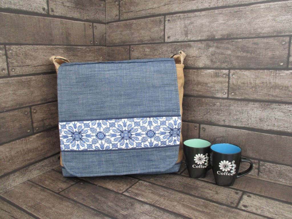 Eco-Friendly Messenger Bag Handmade from Upcycled Materials Unique Sustainable
