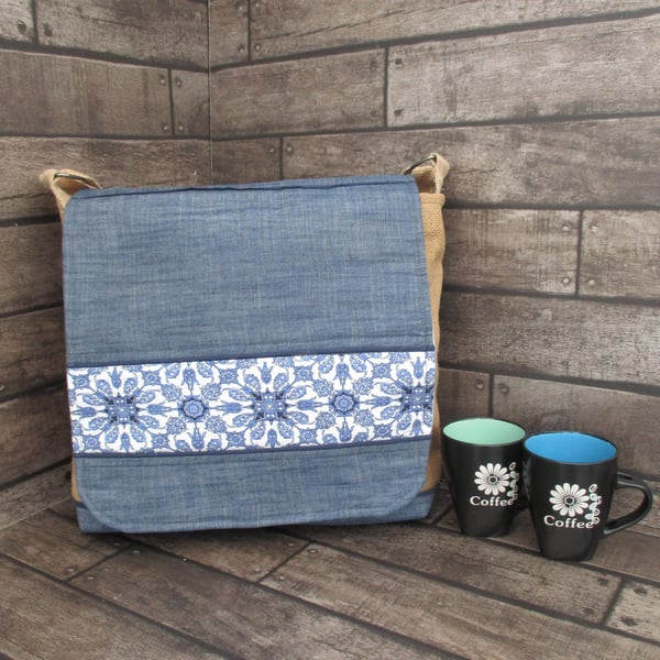 Eco-Friendly Messenger Bag Handmade from Upcycled Materials Unique Sustainable