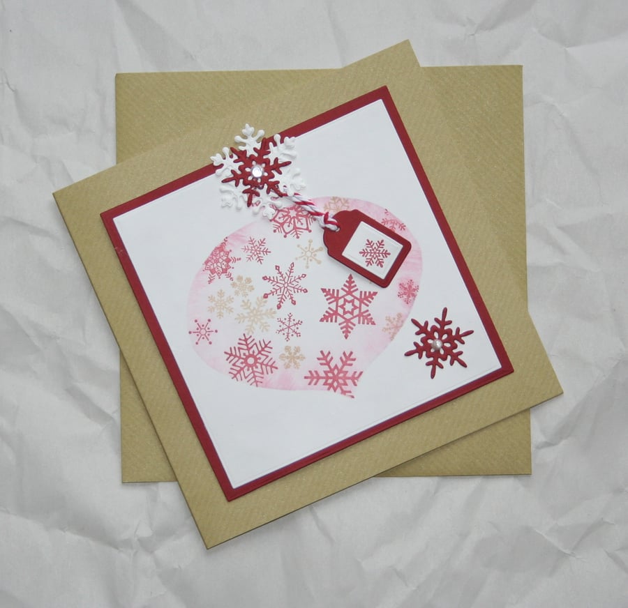 Red Bauble - Handcrafted Christmas Card - dr15-0006