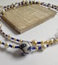 Ceramic Bloom Blue & Gold Floral Necklace - Image 1