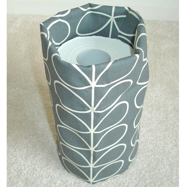 Toilet Roll Holder 2 Loo Roll Storage Basket Dark Grey Stem Leaves