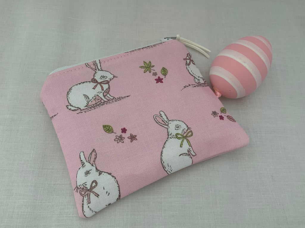 Fabric Coin Purse, Money Pouch, Zipped Purse, Purse, Card Holder, Bunny