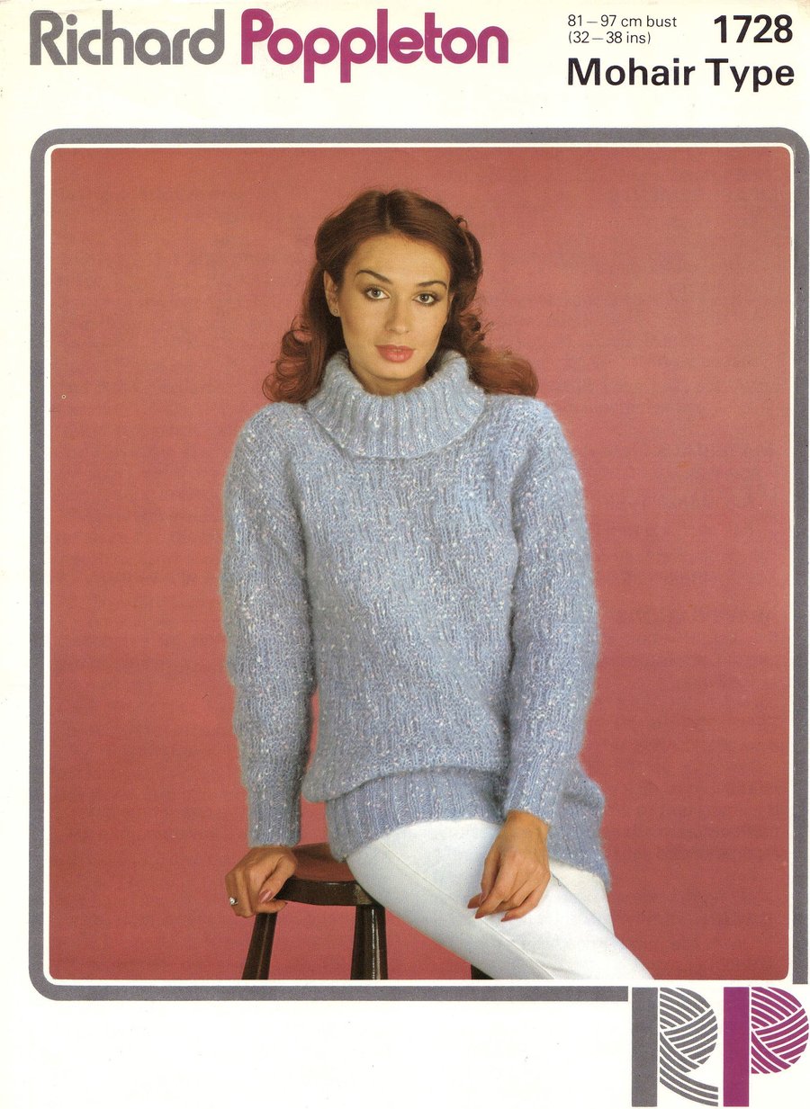 Vintage Knitting Pattern 1728: from Richard Poppleton, Mohair Type Cardigan