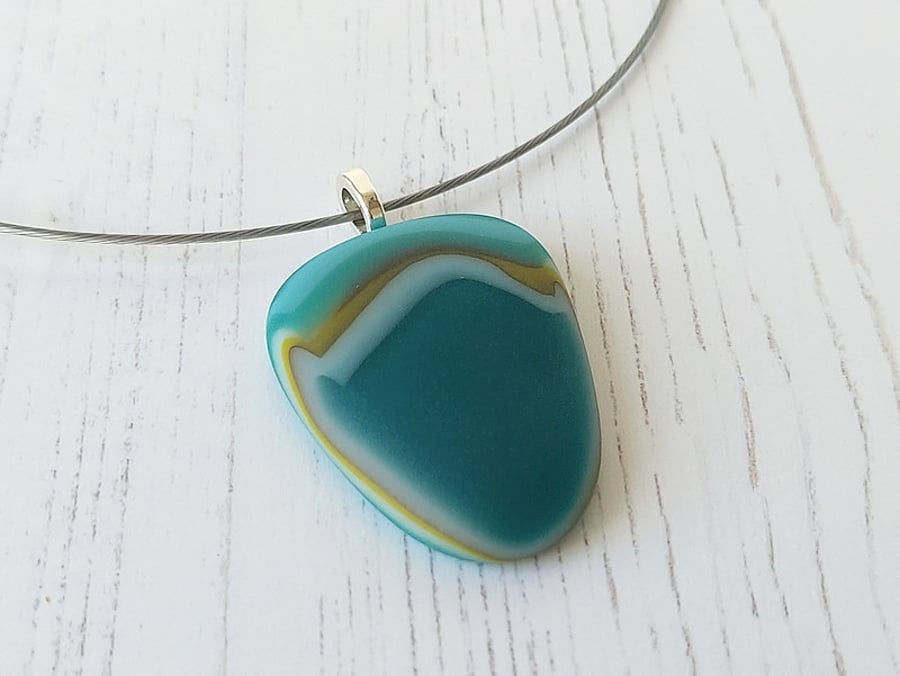 Fused Glass Pebble Pendant and Choker