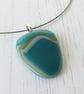 Fused Glass Pebble Pendant and Choker - Image 1