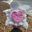 Handmade Pink Valentines Plushie Sea Turtle: Soft Chenille Yarn