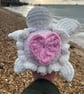 Handmade Pink Valentines Plushie Sea Turtle: Soft Chenille Yarn