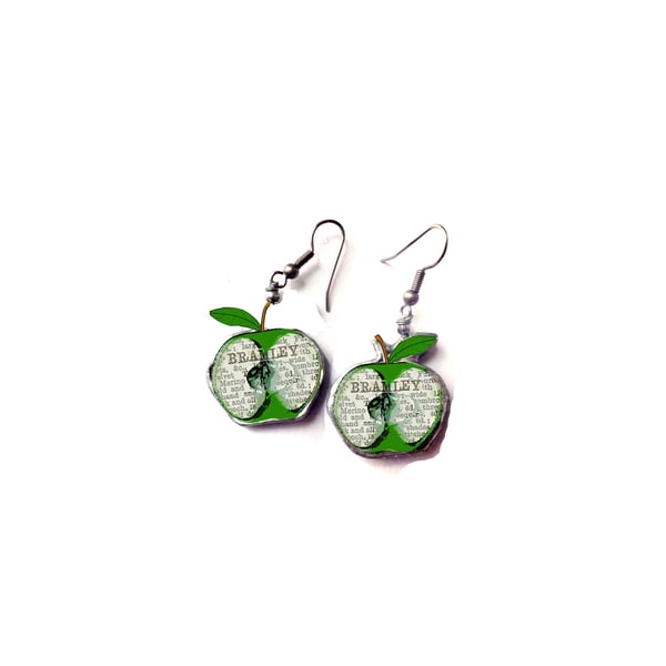 Whimsical resin Bramley Apple Drop Earrings by EllyMental