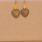 Gold heart earrings  - Yellow 