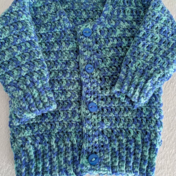 Blue fleck cardigan with matching buttons first size