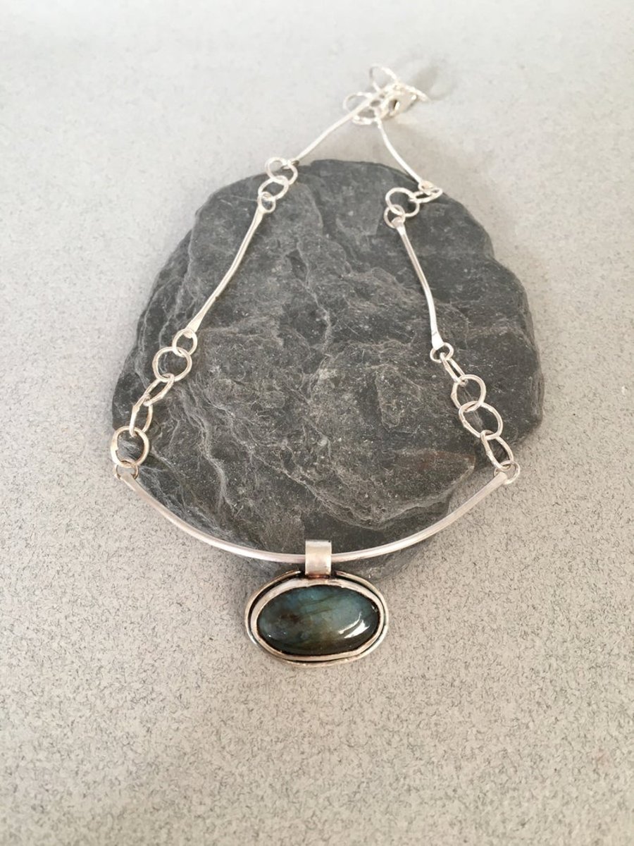 Labradorite Necklace - Pendant Necklace - Silver Necklace