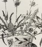 Vase with wild flowers black ink original drawing  - Image 3