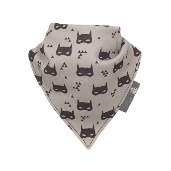 ORGANIC Baby Bandana Dribble Bib in GREY SUPERHERO MASKS - Gift Idea