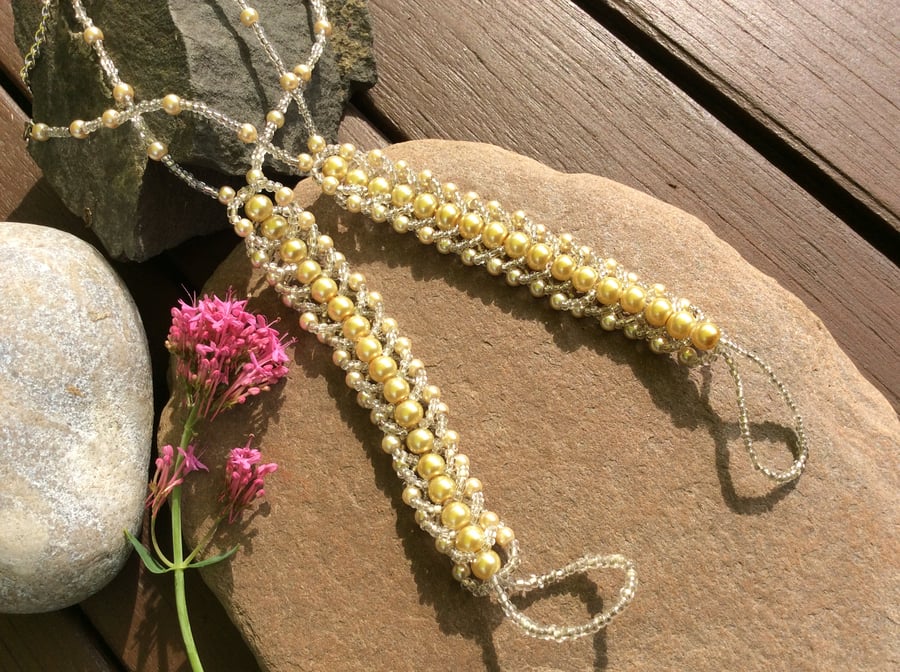 Flat Spiral Champagne Pearl Sole-less Sandals REDUCED