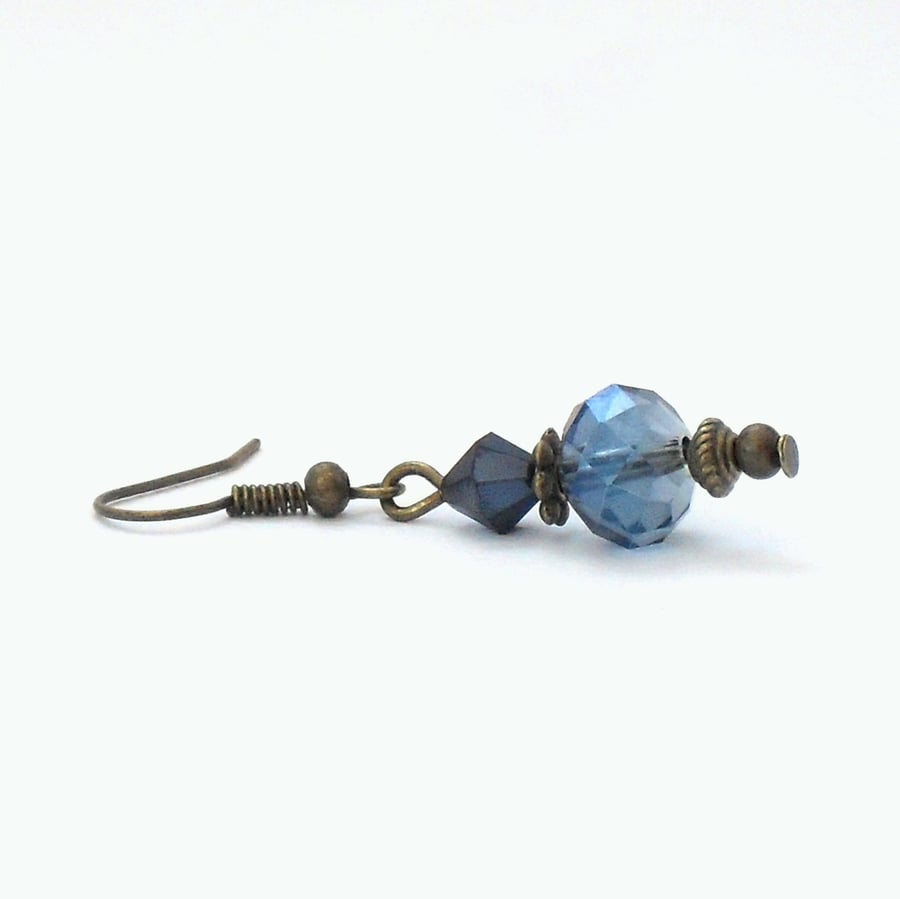 Handmade blue crystal earrings