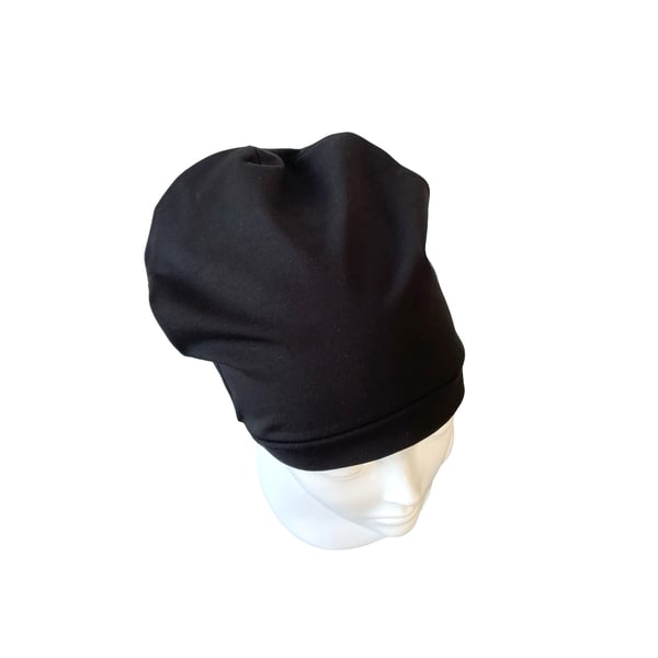 Black Autumn Beanie Hat, Elastic Cotton Chemotherapy Hat, Cute Beanie Hat 