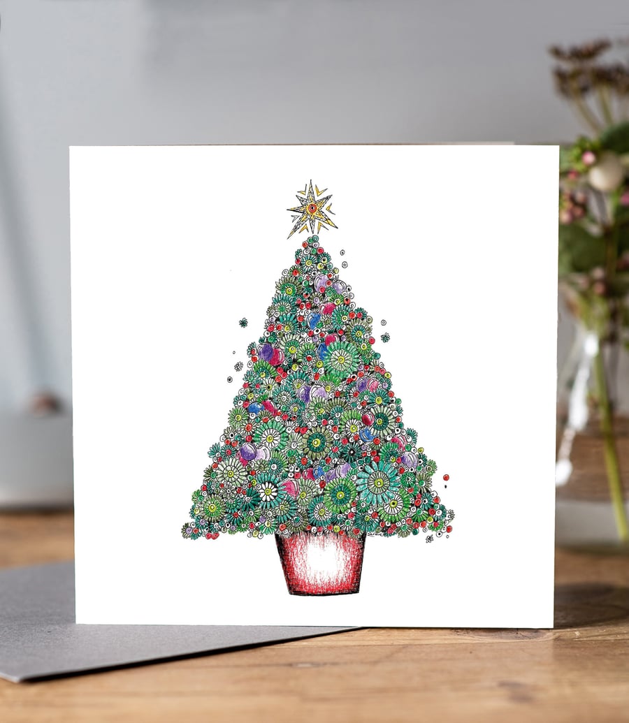 Traditional Christmas tree card