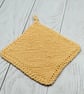 Hand knitted cotton wash cloth - peach - Image 2
