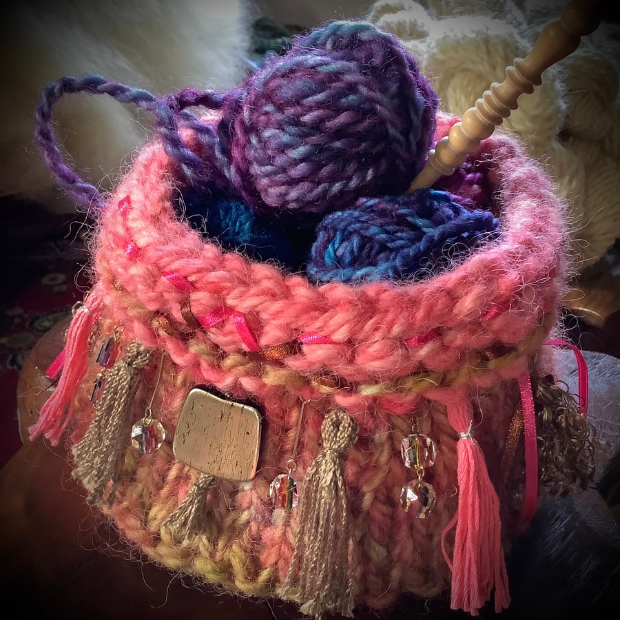Elegant Round Knitted Basket