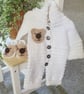 Handmade Milk Cotton Crochet Baby Bear Onesie and Booties set 3to6 Months - Image 4